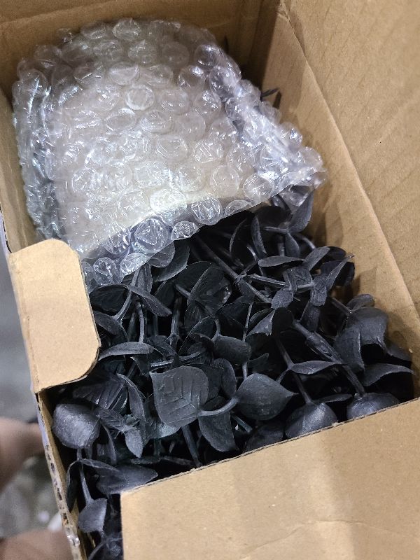 Photo 1 of 2 Pack Black Fake Eucalyptus Small Fake Plants Potted Artificial Plants for Halloween Decorations Shelf Desk Home Farmhouse Room Coffee Table Bathroom Decor(Black)