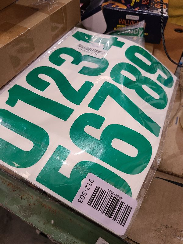 Photo 1 of 10 Sheets 100 Pcs Vinyl House Numbers - 4 inch Self-Adhesive, Waterproof Stickers for Mailbox, Window, Door, Business, Cars, Boats, Trash Can, Address Number (Green)