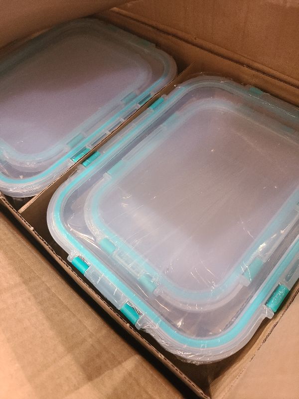 Photo 1 of [80 oz & 36 oz]Extra Large Glass Food Storage/Baking Containers Set with Lids, 2 Pack 80 oz(10 cup)&2 Pack 36 oz (4.5 cup)Airtight Glass Container,Microwave,Oven,Freezer and Dishwasher, Green