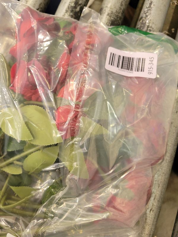 Photo 1 of 12 PCS Artificial Flowers Roses Silk Flowers Fake Long Stem Artificial Roses for Home Wedding Bathroom Kitchen Decorations (Gradient Burgundy)