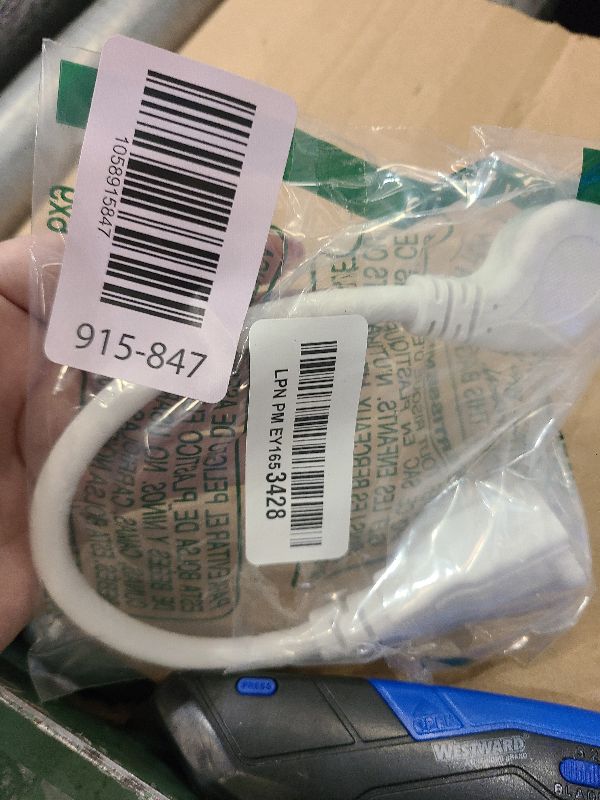 Photo 1 of 1875W Short Extension Cord,15A 14AWG Low Profile Flat Plug Heavy Duty Extension Cord Outlet Saver 3-Prong Grounded Power Extension Cable (White 1 Feet)