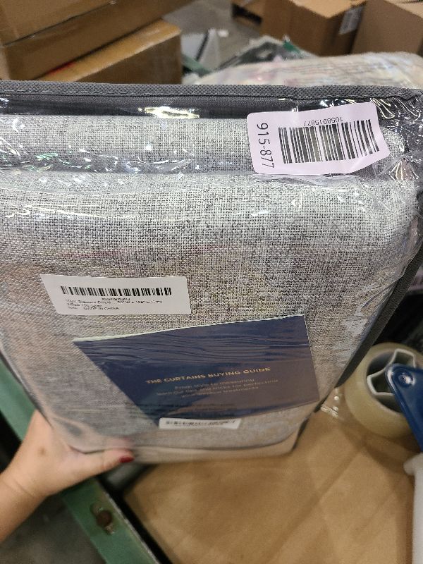 Photo 1 of 100% Blackout Shield Linen Blackout Curtains for Bedroom 108 Inches Long, Back Tab/Rod Pocket Living Room Drapes, Thermal Insulated Blackout Curtains 2 Panels Set, 50" W x 108" L, Grey