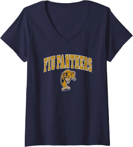 Photo 1 of **MSRP 24.99** Womens Florida International Golden Panthers Arch Over V-Neck T-Shirt Small Blue