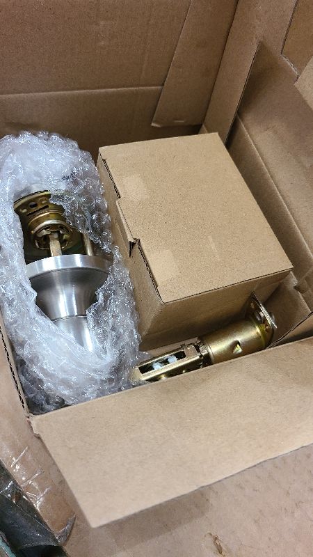 Photo 1 of 2 Sets All Keyed Same Entry Door Knob and Single Cylinder Deadbolt Combo Set, Round Ball Satin Nickel Exterior Door Knobs with Lock and Keys for Entrance and Front Door