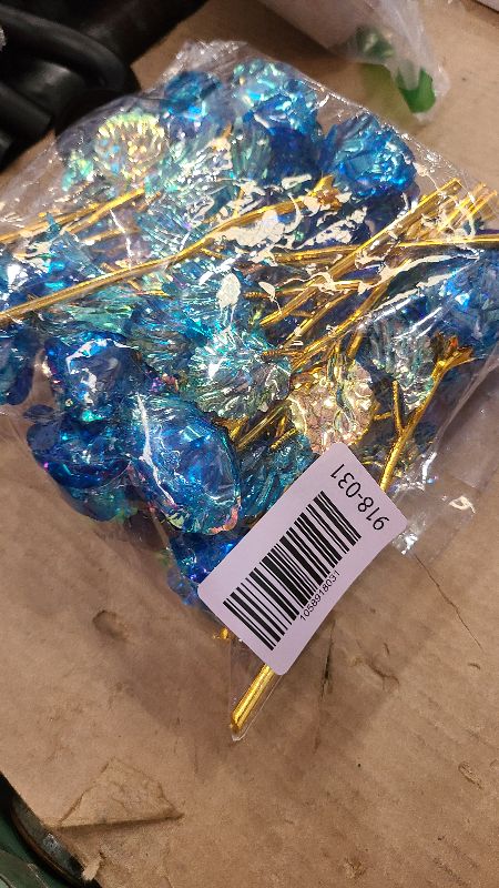 Photo 1 of 20PCS Artificial Colorful Flowers Galaxy Rose Crystal Flower Glass Rose Gifts for Wedding, Mother' s Day Memorable Days, Blue