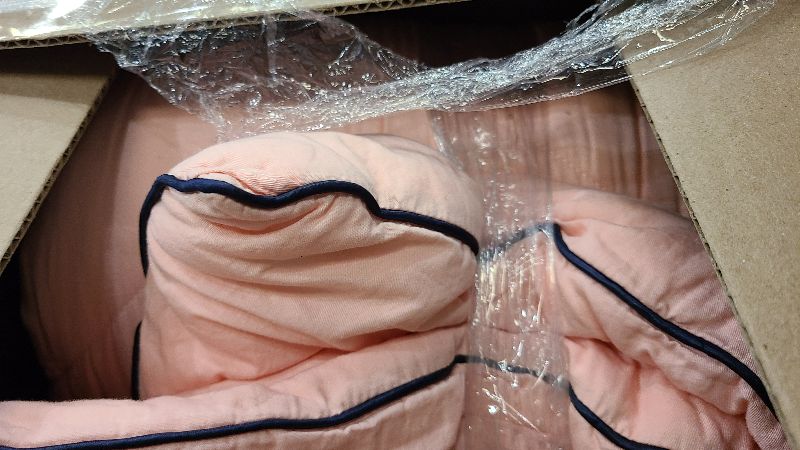 Photo 1 of 2025 Premium Upgraded Non-Vacuum Bed Quilt All Seasons 100% Cotton Filled Comforter - Reversible Lightweight Soft Breathable Fluffy (Pink