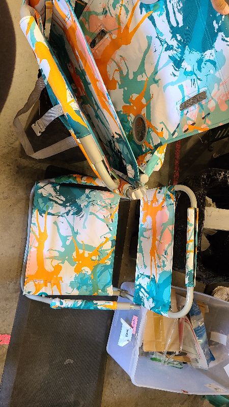 Photo 1 of #WEJOY 2 Beach Chairs and Table Set Lightweight & Folding Backpack Beach Chair for Outdoor Beach Lawn Camping Picnic Cyan/Orange Beach Chairs Set