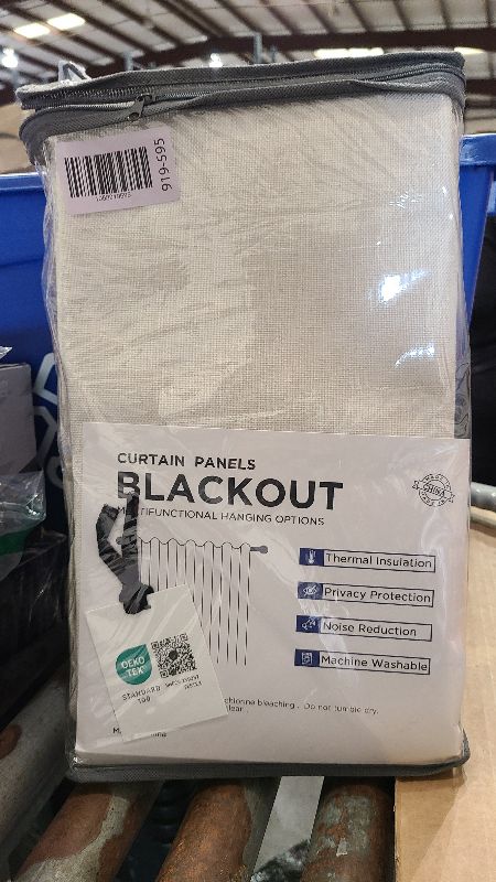 Photo 1 of 100% Blackout Shield Linen Blackout Curtains for Bedroom 96 Inches Long, Back Tab/Rod Pocket Living Room Drapes, Thermal Insulated Blackout Curtains 2 Panels Set, 50" W x 96" L,Cream