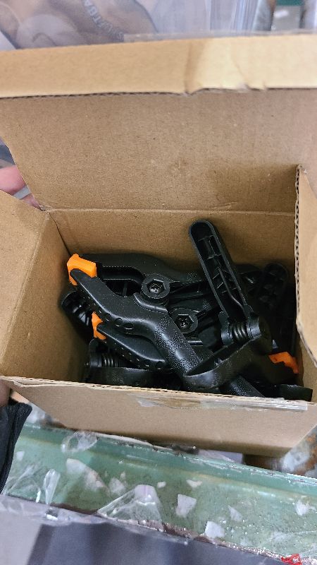 Photo 1 of 12 Pack Plastic Spring Clamps, 3.5inch Small Heavy Duty Clips for Crafts, Backdrop Stand, Woodworking, Photography Studios (Black)