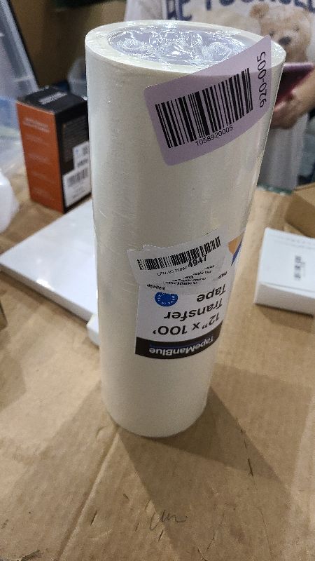 Photo 1 of 12" x 100' Roll of Paper Transfer Tape for Vinyl, Made in America, Premium-Grade Transfer Paper for Vinyl with Layflat Adhesive for Crafts, Decals, and Letters
