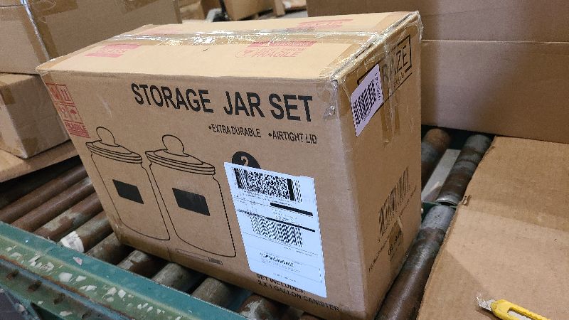 Photo 1 of 1 Gallon Glass Cookie Jars + Labels & Marker - Set of 2 Canister Sets for Kitchen Counter with Airtight Lids, Sugar Packet Holders Food Storage Containers with Lids Airtight for Pantry, Flour, Sugar,