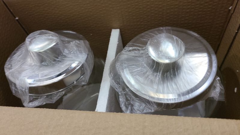 Photo 1 of 2 Large 1-Gallon Glass Canister Sets for Kitchen Counter with Stainless Steel Airtight Lids + Marker & Labels, Cookie Jar & Candy Jar for Buffet, Coffee & Flour Jars, Laundry Room Storage & Pantry