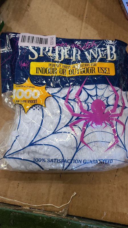 Photo 1 of 1000 sqft Spider Webs Halloween Decorations with 77 Fake Spiders, Super Stretch Cobwebs for Halloween Indoor and Outdoor Decor