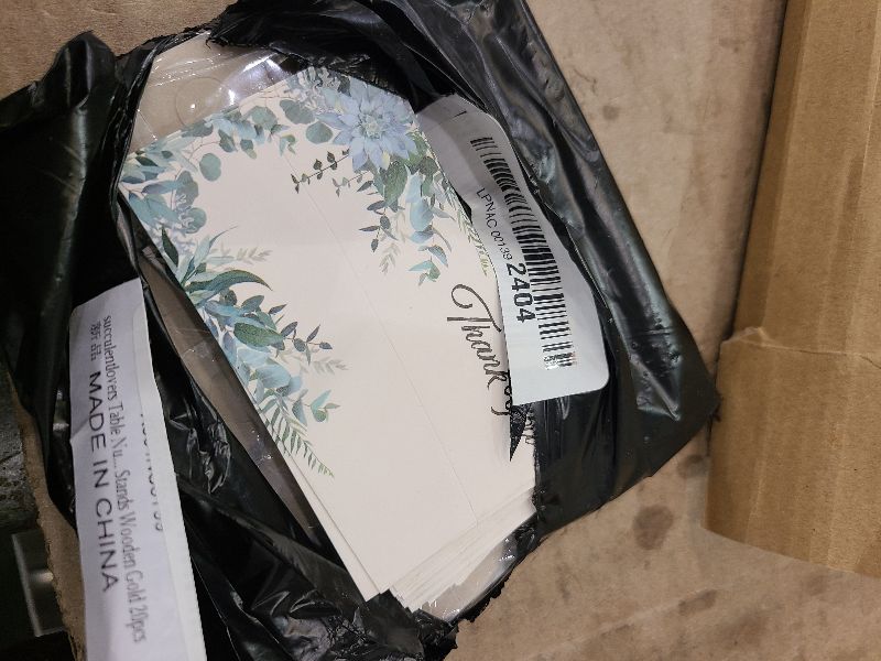 Photo 1 of 20PCS Gold Table Number Holders & 30PCS Thank You Table Place Cards, Wooden Card Holder Tables Sign Holders with Glues, Half-Round Tables Numbers Stands for Wedding Party Office Tag Restaurant