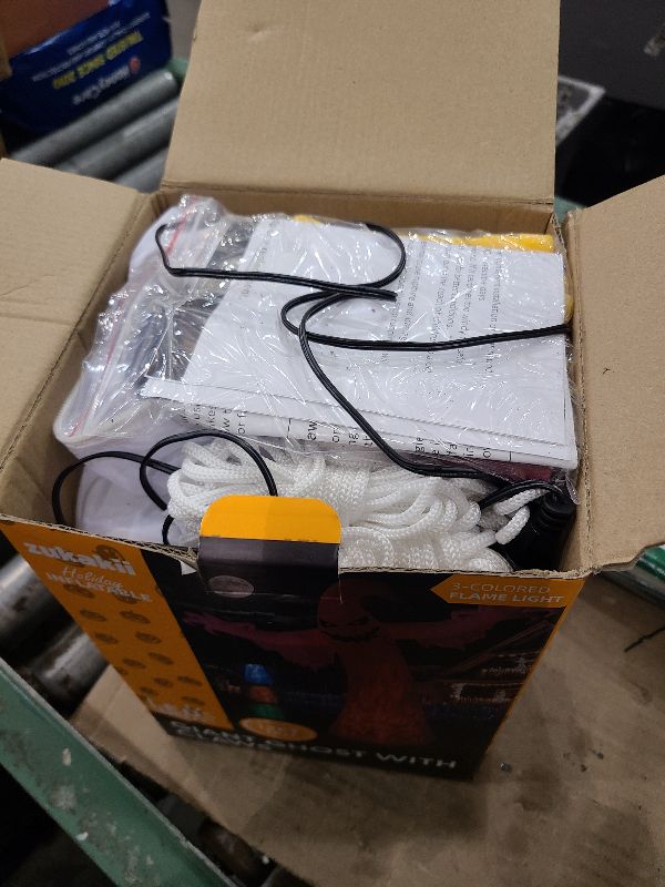 Photo 1 of 12FT Giant Halloween Inflatables Ghost with 3-Colored Flame Rotation LED Lights, Huge Spooky Halloween Decoration Outdoor Large Halloween Blow Up Yard Decorations Tall Blow-ups for Lawn Party (1PCS)