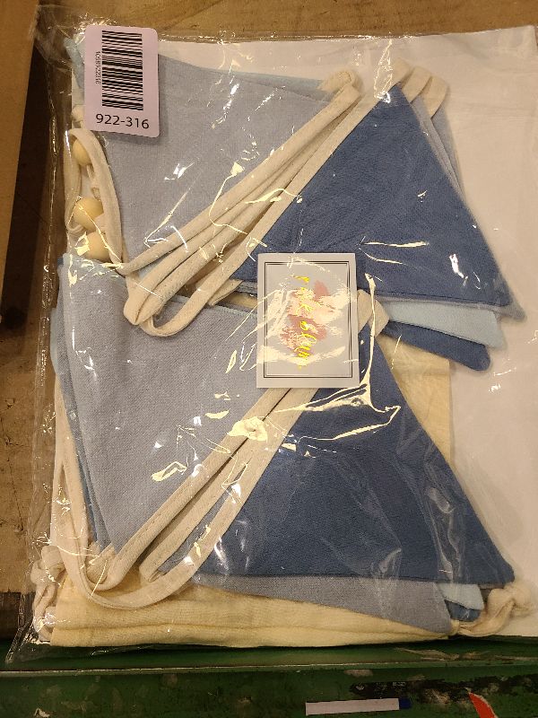 Photo 1 of 2 Strings Blue Pennant Banner Flags Nursery Garland Royal Linen Fabric Triangle Bunting Streamers for Baby's Room Decor Kids Boys Nautical Birthday Baby Shower Boho Wedding Event Party Decorations