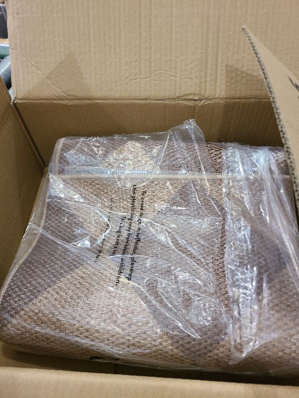 Photo 1 of **MSRP 42.99** Lahome Checkered Easy Jute Runner Rug, 2x6 Kitchen Mats for Floor Non Slip Washable Entryway Runner, Checkerboard Nature Indoor Outdoo Carpet for Hallway 6ft Entry