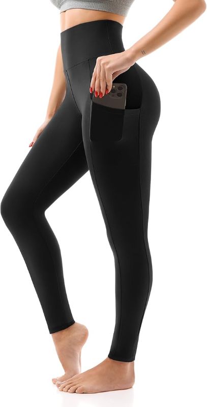 Photo 1 of **MSRP 9.99** High Waisted Leggings with Pockets Women, Full Length Capri Buttery Soft Stretchy Yoga Pants Black Large