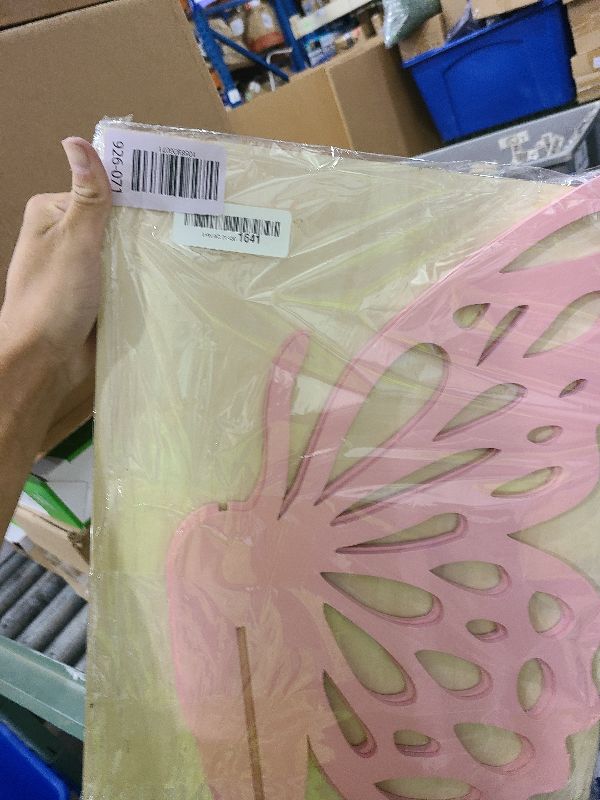 Photo 1 of MASTRON Wooden Butterfly Props - 3D Butterfly Shape Slices Craft Standing Wings Cutout Backdrop Decoration for Birthday, Baby Shower, Wedding Party (Pink)