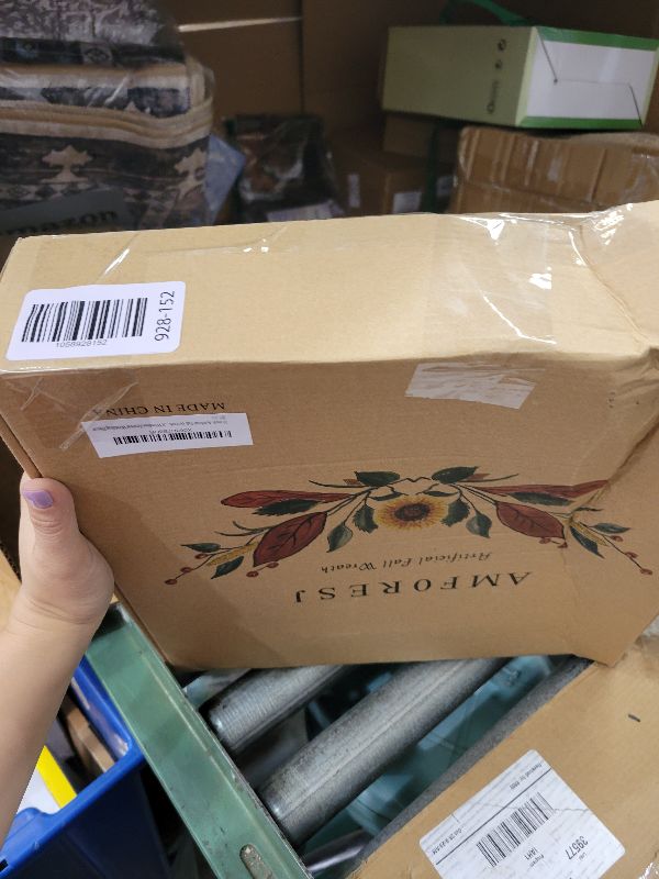 Photo 1 of 22 inch Artificial Fall Wreath Maple Leaf Wreath with Cape Gooseberry for Front Door Indoor Outdoor Farmhouse Home Wall Window Festival Wedding Decor