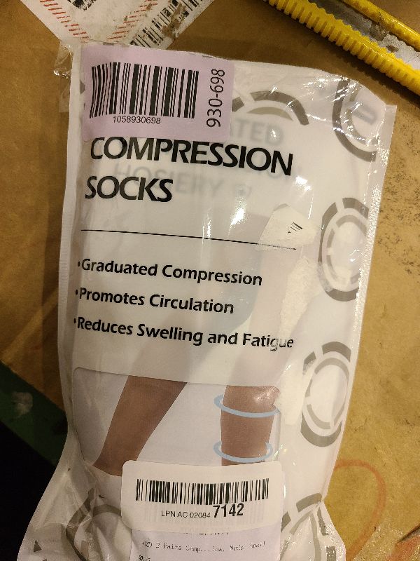 Photo 1 of +MD 2 Pairs Compression Socks for Women & Men Medical Grade 20-30 mmHg, Open-Toe knee High Stocking, Support for edema, Varicose Veins, Nude, Small