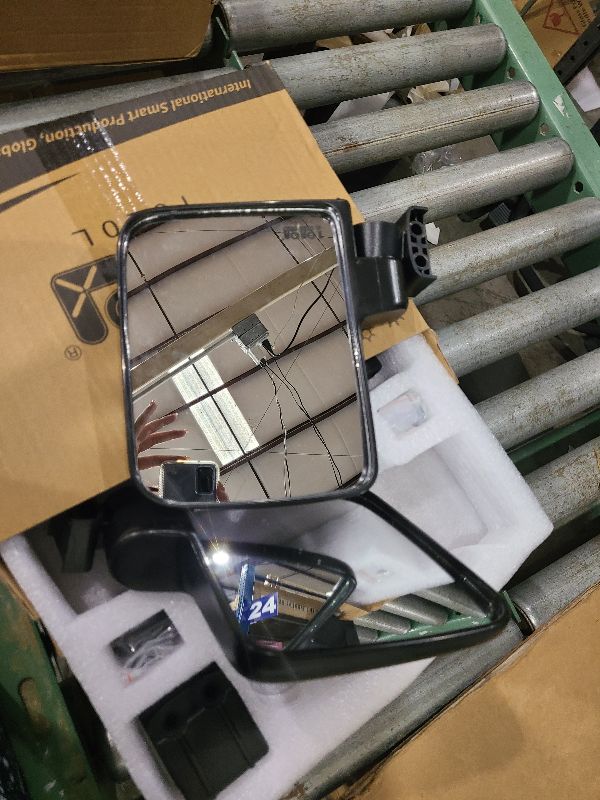 Photo 1 of 10L0L Golf Cart Mirror, No Drilling Extra Large Side View Mirror Universal for Yamaha, Club Car, EZGO, Folding Side Rear View Mirrors Adjustable 180 Degree (Black Clips)