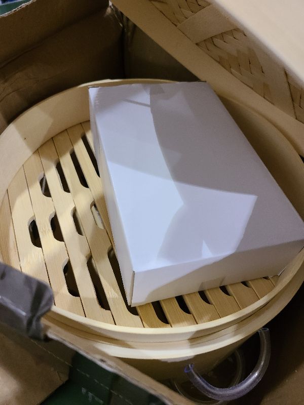 Photo 1 of 2 Tier Bamboo Steamer- 10" Baskets With Handle, Silicone Liner, Adapter, Molder Press For Cooking Vegetables Dumpling Press & Dough Cutter for Steaming Chinese Asian Food & Bao Bun, Dim Sum Potsticker