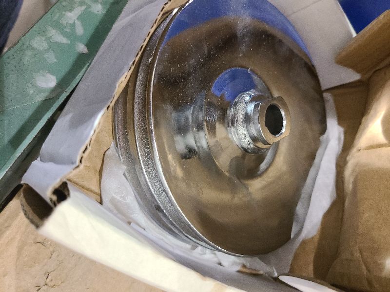 Photo 1 of 1 SET SHLPDFM Chrome Saginaw Power Steering Pump Pulley Double Groove V-belt 5/8" Key Way Shaft Fits for SBC BBC Chevy 350 454 Gm, Chevy, Pontiac, Oldsmobile, Buick 8948
