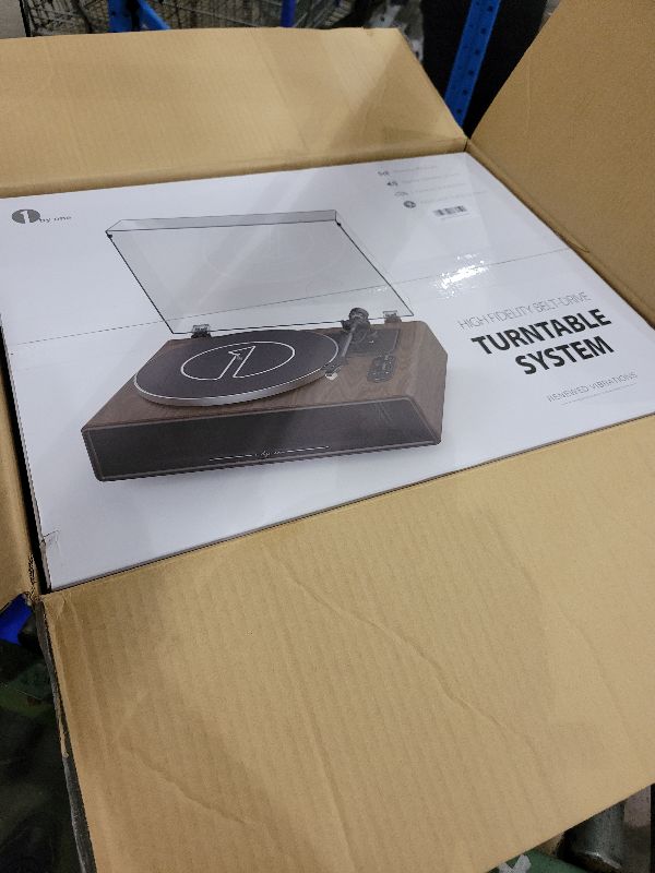 Photo 1 of 1 by ONE High Fidelity Belt Drive Turntable with Built-in Speakers, Vinyl Record Player with Magnetic Cartridge, Bluetooth Playback and Aux-in Functionality, Auto Off