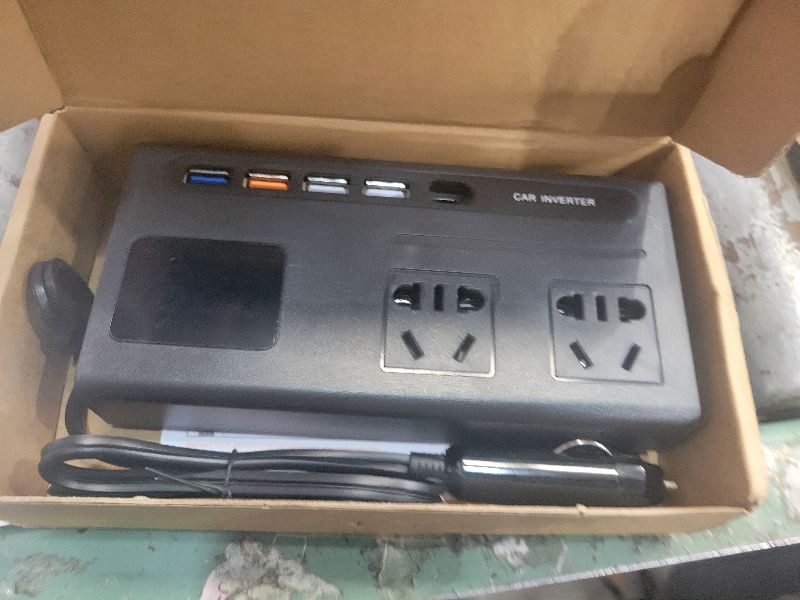 Photo 1 of 200W Car Inverter 12V to 110V DC to AC Volt Converter with 4 Port USB-C Car Outlet Adapter, Only Support 2-Pin Plugs, Fast Ports, for Vehicles Laptops,Phones,Most