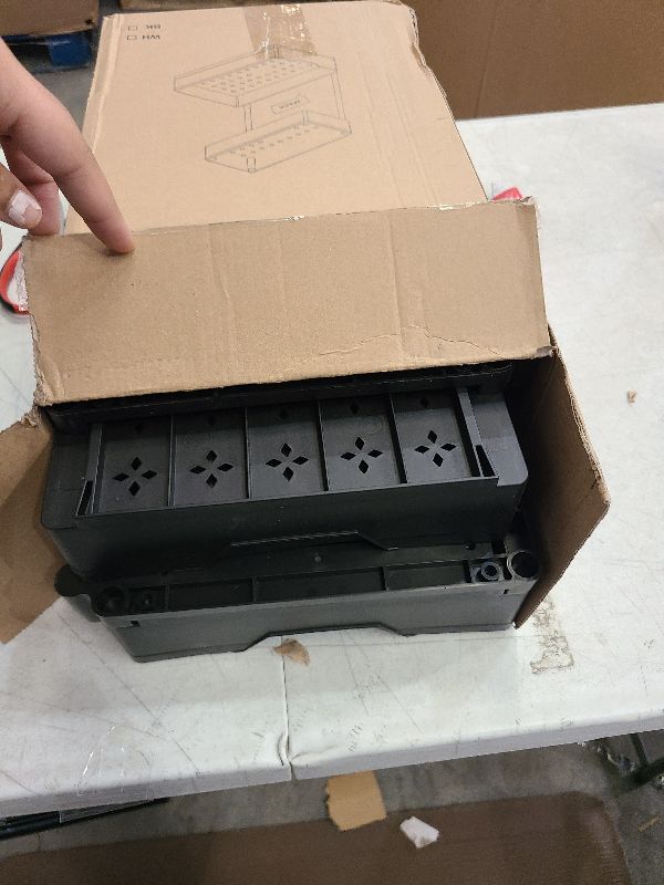 Photo 1 of 2-Tier Under Sink Organizers 2 Pack Sliding L-shape Cabinet Organizers Narrow Space Storage Shelves Multi-purpose Sink Organizer Baskets with 4 Hook for Kitchen Bathroom Drawer, Black