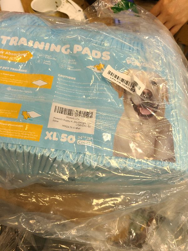 Photo 1 of 50-Pack X-Larg Puppy Pads - 34" x 28" Extra Large Pee Pads for Dogs with 6-Layer Leakproof Protection, Quick-Dry and Disposable Dog Pads with High Absorbency for Easy Potty Training