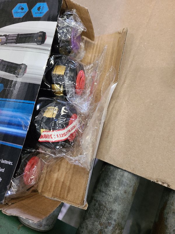 Photo 1 of 4 Pack  Sword Saber with FX Sound (on-Off Control) and Full Retractable Handle, 4 Colors LED Glow in The Dark Toy for Kids Adult