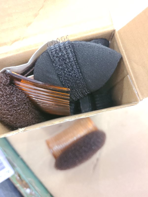 Photo 1 of 11 Pieces Hair Bump Sponge Volume Hair Bases Set Bump It Accessory for Volume Insert Styling Tools up Combs Clips Sponge Bun Updo Accessories for Women DIY Hairstyles(Black, Brown)
