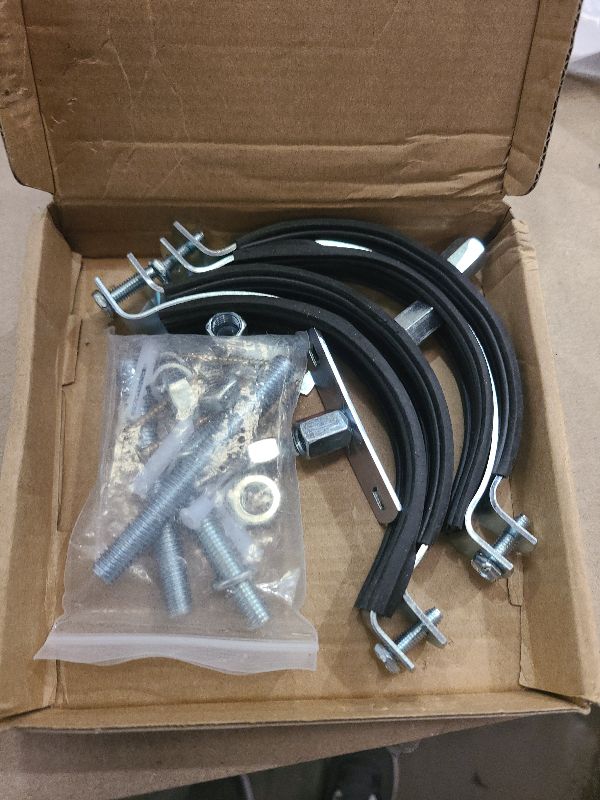Photo 1 of 2 Sets 4-1/4 Inch B Vent Adjustable Pipe Bracket, Heavy Duty Galvanized Iron with Rubber Split Ring Pipe Hanger, Round Wall Strap for Plastic Ventilation Pipes, Chimney Pipes, Drainage Pipes