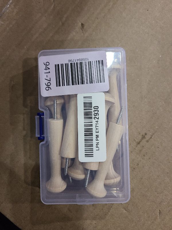 Photo 1 of 10 Pieces Wooden Shaker Peg Screw-on Pegs 3.62 Inch Long Unfinished Wood Shaker Racks for Hanging Clothes Hats Towel and More DIY Paint Color (Wood Color)