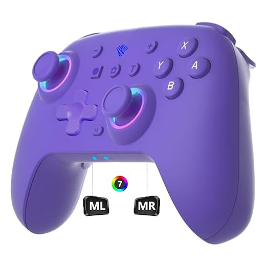 Photo 1 of **MSRP 15.97** Switch Controller for Switch 2,Switch Pro Controller for Switch/OLED/Lite/PC with 7 Colors LED Light/3-level TURBO Adjustable,4-Speed Dual Vibration,Support Wake Up and Gyro Axis Motion