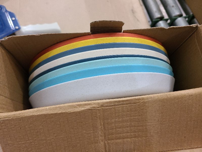 Photo 1 of 10 Inch Large Plastic Dinner Plates Set of 8 Wheat Straw Plates for Kitchen Unbreakable Plate Set for desserts, snacks, salads, pasta, and fruits