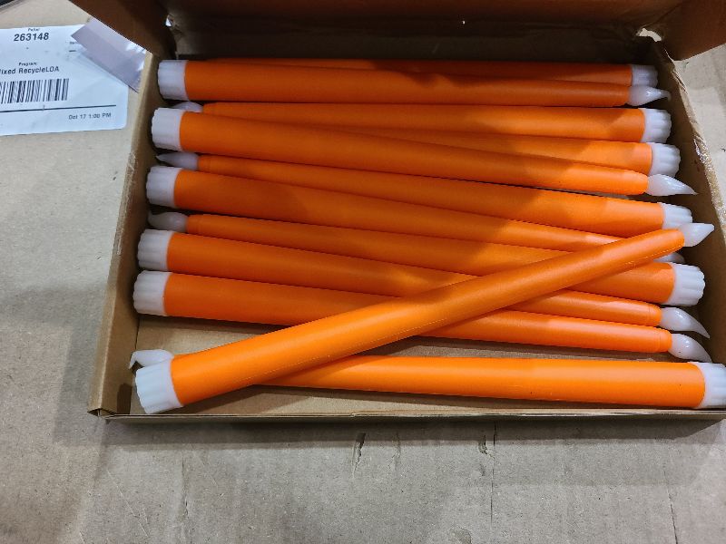 Photo 1 of 12 Pcs LED Taper Candles Dripless Unscented Flameless Battery Dinner Candles for Halloween, Weddings, Church, Hanukkah, Christmas, Autumn, New Year Celebration (Orange)