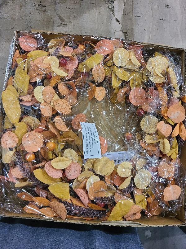 Photo 1 of 20 Inch Fall Wreath for Front Door Autumn Decor with Orange Eucalyptus Leaves Rustic Thanksgiving Harvest Wreaths Indoor Outdoor Hanging Home Decor