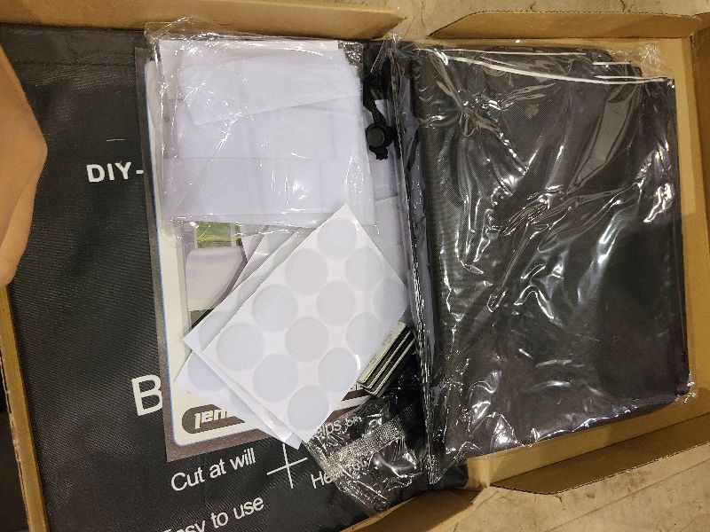 Photo 1 of 100% Blackout Curtains for Bedroom Blinds Shades,57x118Inch,No Drill,Cuttable Portable Removable Black Out Window Cover for Baby Nursery,RV,Media Room,Hook Loop Tape Straps Stickers,Magnetic Clips