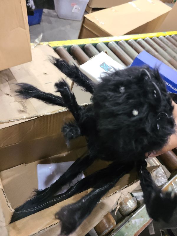 Photo 1 of [Up and Down Automatically & Sound Activated ] 24'' Halloween Giant Spider with Red LED Eyes Scary Sound Halloween Animatronics Decorations for Indoor Outdoor Yard Haunted House Party Porch