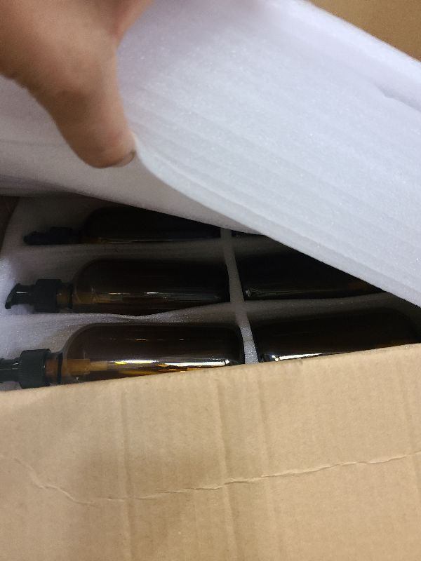 Photo 1 of 12 Pack Amber Glass Bottles 16oz with Pump Dispensers, Refillable Empty Pump Bottles for Bathroom, Kitchen, Shampoo, Soap, Lotion – Includes 2 Funnels & 12 Labels