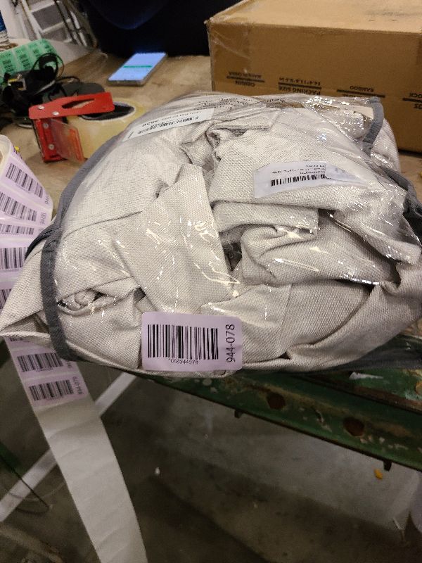 Photo 1 of 100% Blackout Shield Linen Blackout Curtains for Bedroom 108 Inches Long, Back Tab/Rod Pocket Living Room Drapes, Thermal Insulated Blackout Curtains 2 Panels Set, 50" W x 108" L, Beige