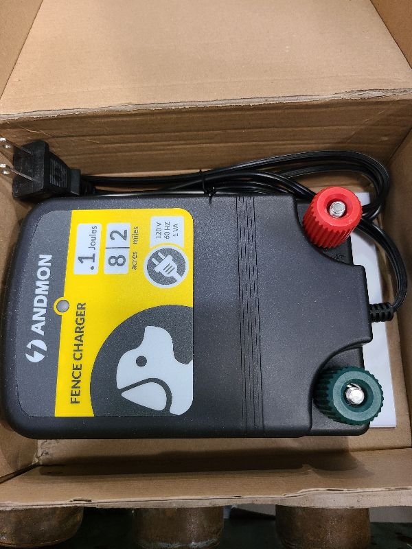 Photo 1 of 0.12 Joule Electric Fence, AC-Powered Electric Fence Charger for 2 Miles & 8 Acre Protection, Electric Fence Energizer Ideal for Gardens, Backyards & Small Livestock