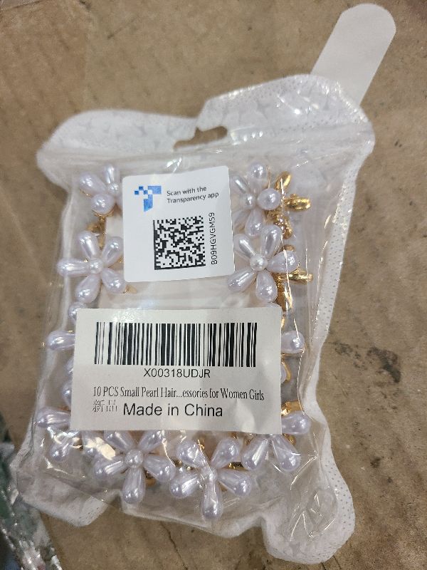 Photo 1 of 10 Pcs Small Mini Pearl Claw Clips with Flower Design, Sweet Artificial Bangs Clips Decorative Hair Accessories for Women Girls