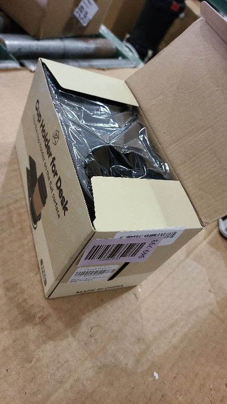 Photo 1 of 2PCS Drinking Cup Holder Clip, Kalolary Desk Bottle Cup Stand DIY Glass Clamp Storage Saucer Clip Water Coffee Mug Holder Saucer Clip Design for Home & Office, Black