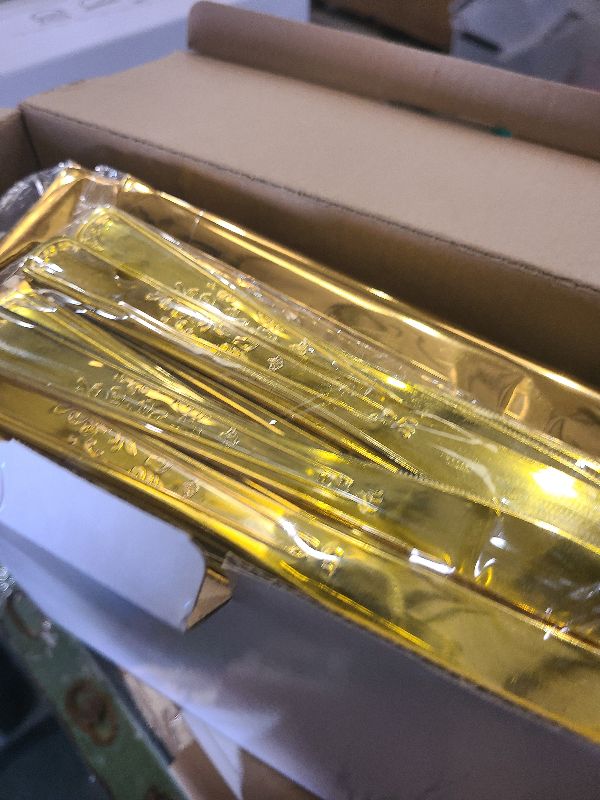 Photo 1 of 201-piece disposable party tableware set with paper plates, cups, napkins, straws, tablecloths, plastic knives, forks and spoons for a variety of party occasions for up to 25 people (Golden Rainbow)