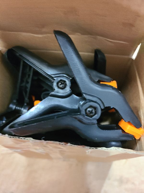 Photo 1 of 12 Pack Plastic Spring Clamps, 3.5inch Small Heavy Duty Clips for Crafts, Backdrop Stand, Woodworking, Photography Studios (Black)