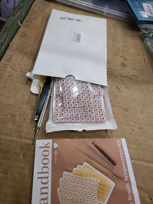 Photo 1 of 1200Pcs Ear Seeds Acupuncture Kit, Auricular Sticker Kit with Ears Seed, Acupuncture Pen, Acupressure Ear Chart, Tweezers